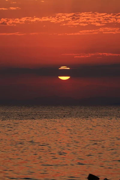 Puesta Sol Sobre Mar Adriático — Foto de Stock