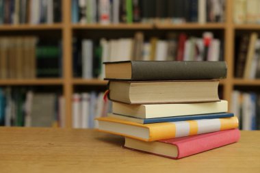 books on bookshelf in library. education concept.