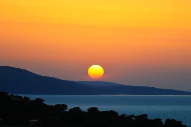 Sunset over the island of Hvar, Croatian Sea