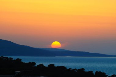 Sunset over the island of Hvar, Croatian Sea