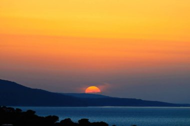 Sunset over the island of Hvar, Croatian Sea