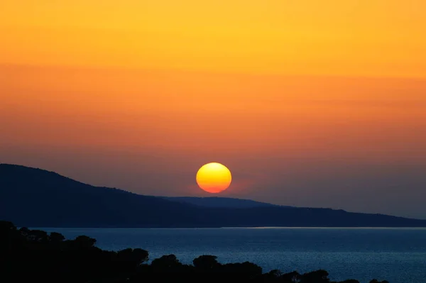 Sunset Island Hvar Croatian Sea — Foto de Stock