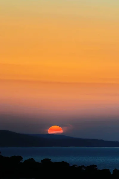 Sunset Island Hvar Croatian Sea — Stok Foto