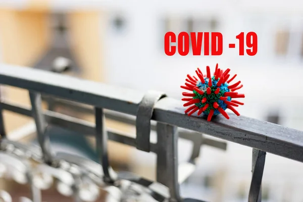 Mers Cov 呼吸综合征 Coronavirus和新型Coronavirus 2019 Ncov病毒毒株模型 外源模糊 红字模糊 — 图库照片