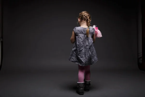 Little Girl Doll Toddler Offended Someone Being Bad Mood Posing — Fotografia de Stock