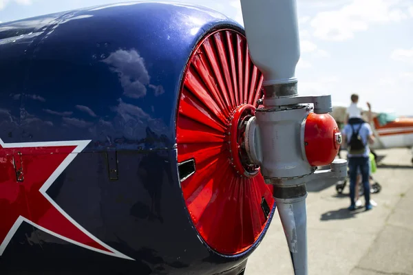 Turbina Das Aeronaves Claramente Visível Rotor Elementos Dianteiros Motor Jato — Fotografia de Stock