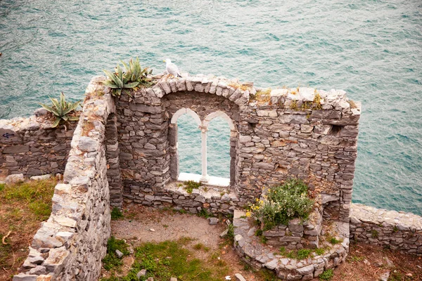 Top View Ruins Coast Mediterranean Sea Europe View Traditional Italian — Zdjęcie stockowe