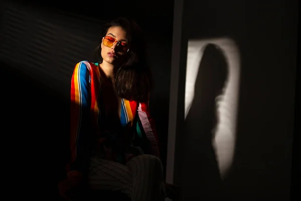 선글라스를 관능적 여성의 — 스톡 사진