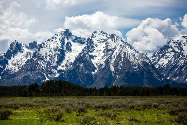 Grand Teton Mountain Range Jackson Hole Ουαϊόμινγκ Οριζόντια — Φωτογραφία Αρχείου