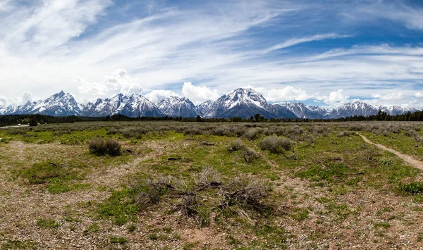 Grand Teton Mountain Range Jackson Hole Wyoming Usa Horisontellt — Stockfoto