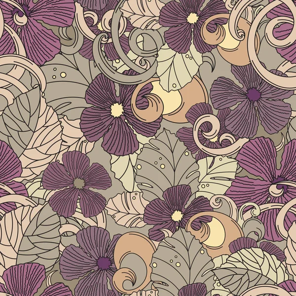 Ornamento Floral Vector Sin Costuras Colores Pastel Suaves Hermoso Dibujo — Archivo Imágenes Vectoriales