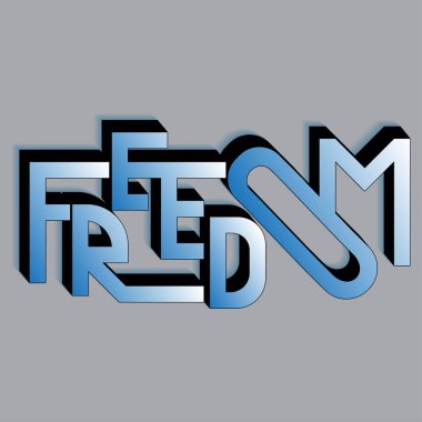 Özgürlük. Gölgeli izole vektör. Tişörtlere, çantalara, çıkartmalara baskı yapmak için kullanılabilir