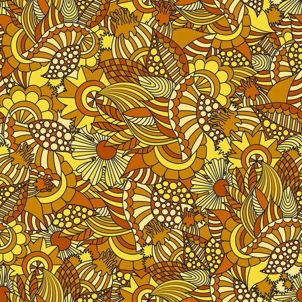 パターン化された葉と隠された花とシームレス抽象的な幻想的なパターン シームレス壁紙 — ストックベクタ