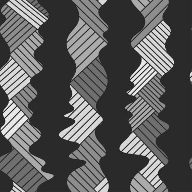 Dikey eğri çizgileri olan kusursuz arkaplan deseni. monokrom vektör duvar kağıdı