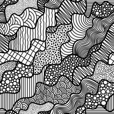 Kusursuz soyut vektör deseni. karalama biçiminde siyah ve beyaz arkaplan