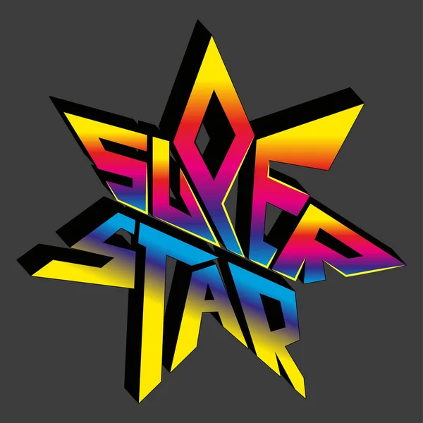 Super Star Vector Inscription Unique Letters Shape Star Decorate Shirts — 스톡 벡터