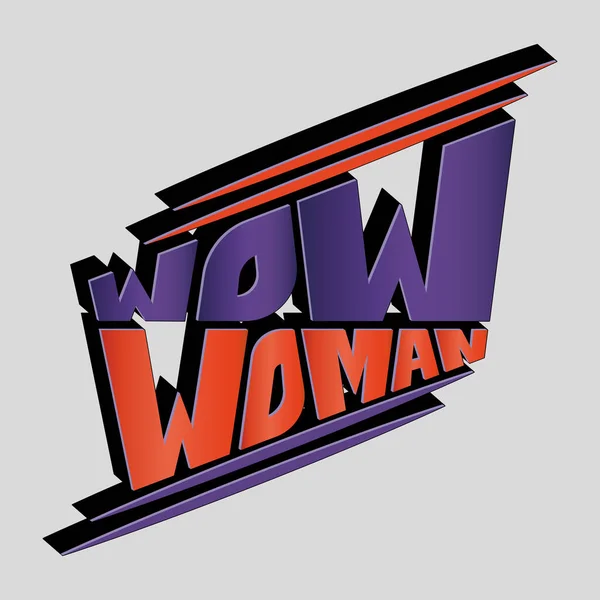 Wow Women Vector Inscription Unique Letters Decorating Shirts Isolated Illustration — Wektor stockowy