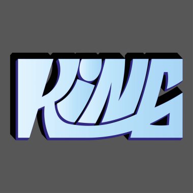 Kralım. Eşsiz harflerle yazılmış mavi vektör harfleri. Tişörtlere, çantalara, çıkartmalara ya da diğer yüzeylere baskı yapmak için kullanılabilir. izole gradyan desen