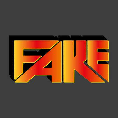 Sahte. Eşsiz harflerle yükselen vektör. Tişörtlere, çantalara, çıkartmalara ya da diğer yüzeylere baskı yapmak için kullanılabilir. izole kelime çizimi