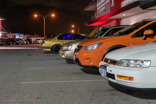 Egzotyczne Samochody Wystawie Spotkaniu Samochodowym Odbywającym Się Parkingu Mieście Perth — Zdjęcie stockowe