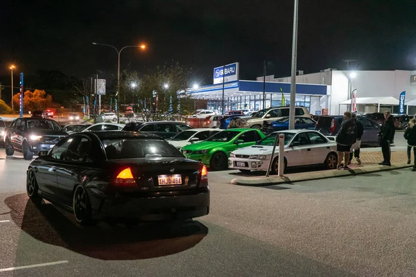 Egzotyczne Samochody Wystawie Spotkaniu Samochodowym Odbywającym Się Parkingu Mieście Perth — Zdjęcie stockowe