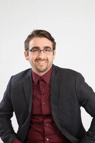 Hombre Con Gafas Una Sonrisa — Foto de Stock