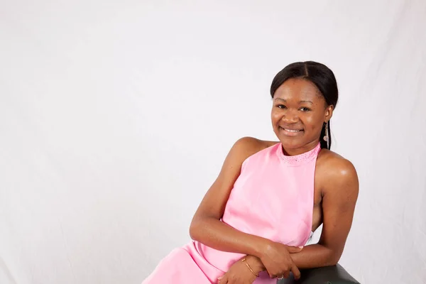 Beautiful Black Woman Happy Smile — Stock Photo, Image