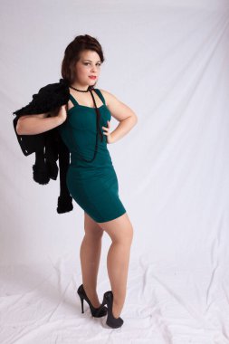 Pensive woman in a black jacket