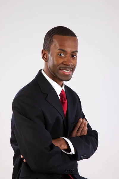 Happy Black Businessman Smile — Zdjęcie stockowe