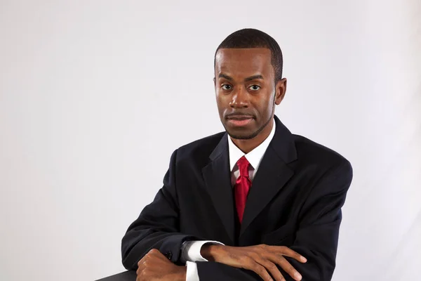 Black Businessman Suit Tie — Stok fotoğraf