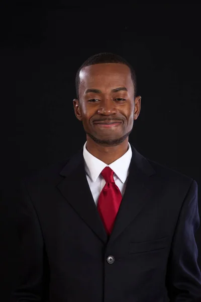 Guapo Hombre Negocios Negro Con Una Sonrisa Agradable —  Fotos de Stock