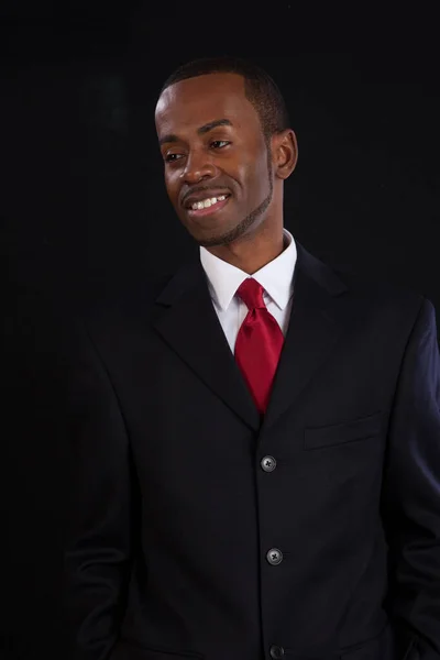 Happy Black Businessman Smile Suit —  Fotos de Stock