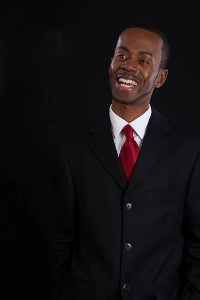 Happy Black Businessman Smile Suit —  Fotos de Stock
