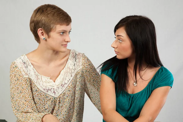 Two Women Looking Deeply Each Others Eyes — стоковое фото