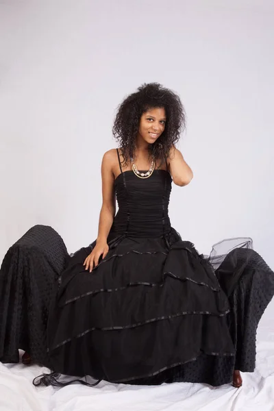 Happy Woman Black Dress — Foto Stock