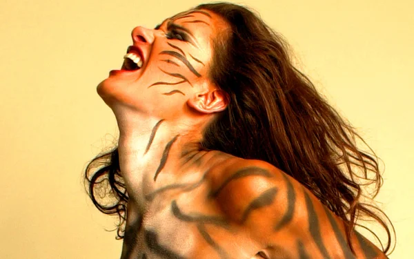 Woman wild tiger