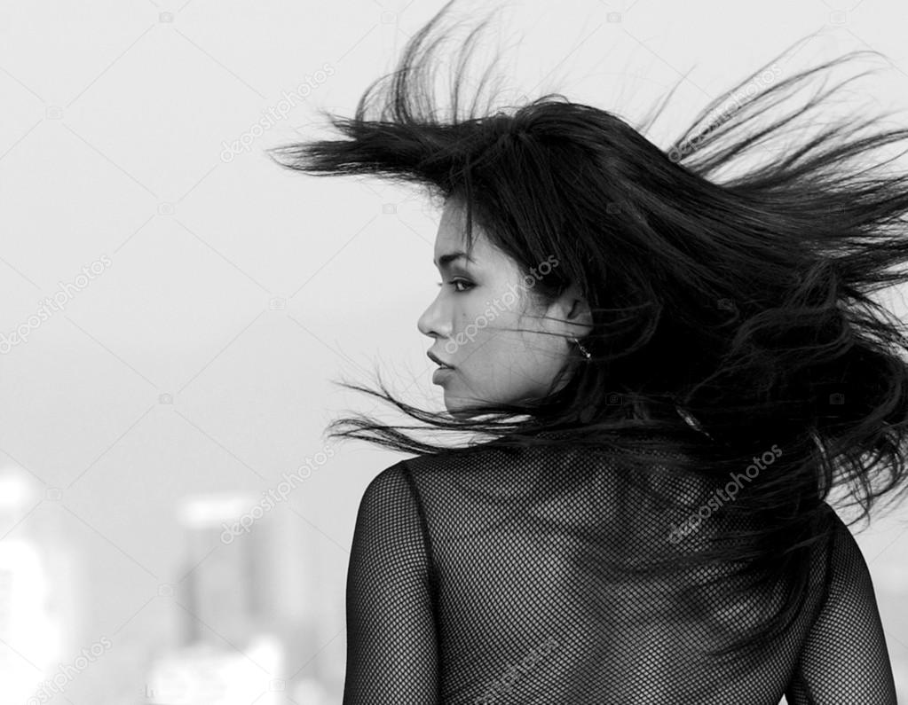 Black and White - Landscape - Hair Flying