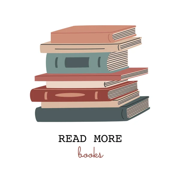 Pilha Livros Retro Capas Coloridas Inscrição Reed More Books Literatura — Vetor de Stock