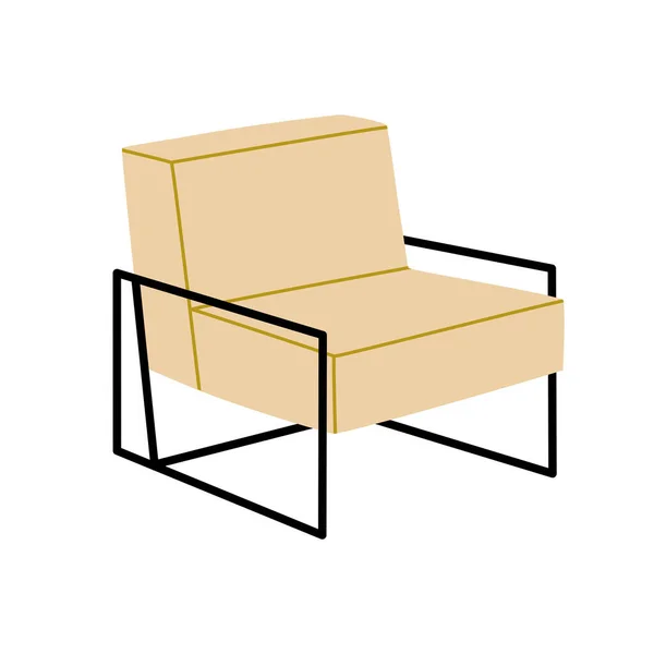 舒适的扶手椅 阁楼丑闻风格 舒适的家庭内部的现代家具元素 在白色背景上孤立的手工绘制的彩色矢量图 时尚的平面卡通风格 — 图库矢量图片