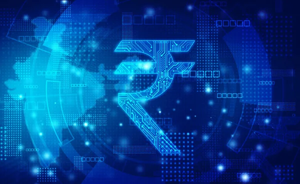Devre çizgileri, Teknoloji Arkaplanı, Dijital Hindistan Konsepti olan Hint Rupisi. Dijital Para, Soyut Finans Arkaplanı, Borsa Çizelgesi, Hindistan Rupisi Finans Arkaplanı Sembolü