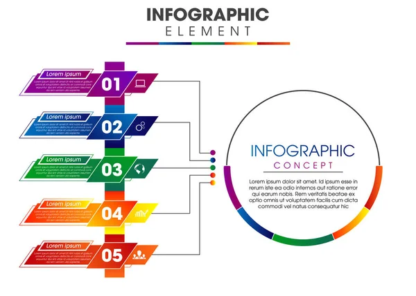 Seçenekli Ticari Bilgi Şablonu Simgeli Basamaklı Vector Infographic Etiket Tasarımı — Stok Vektör