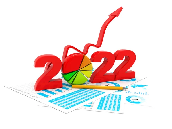 Financial Economic Growth 2022 Year Red Arrow Upwards Red Arrow — Stockfoto