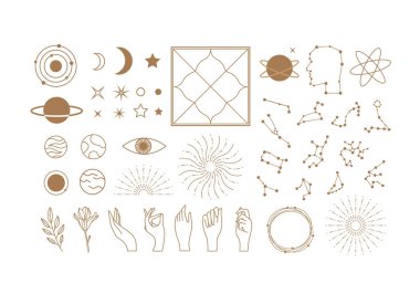 Yıldız falı astroloji sihirli işaret vektör çizimi seti