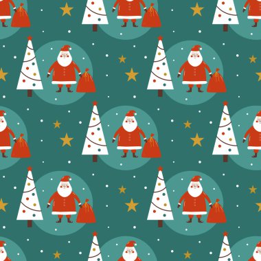 Kağıt ve tekstil ambalajları için Noelsiz Yeni Yıl desensiz vektör çizimi