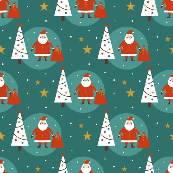 Kerst Nieuwjaar Naadloze Patroon Vector Illustratie Voor Het Inpakken Van — Stockvector