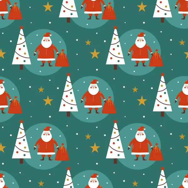 Christmas New Year Seamless Pattern Vector Illustration Wrapping Paper Textiles — Stock Vector