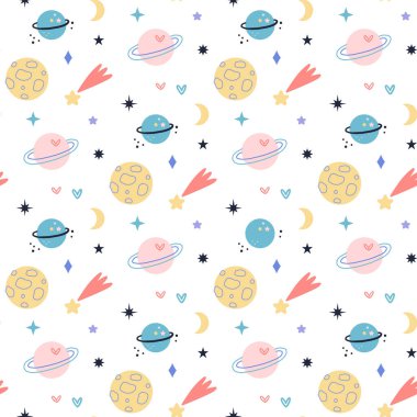 Kozmos Galaksisi kusursuz desen vektör çizimi