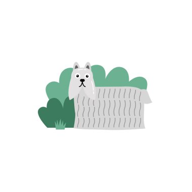 Düz stil vektör ile şirin köpek vektör illüstrasyonu