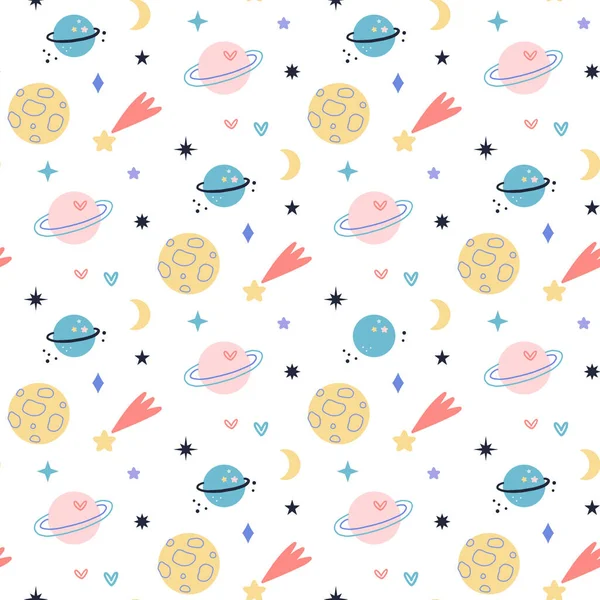 Cosmos galaxy seamless pattern vector illustration