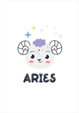 İskandinav tarzı çocukların resimlerini gösteren Zodiac burç işareti şablonu